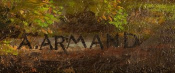 Öl auf Leinwand Landschaftsszene Signiert ARMAND END XIXth