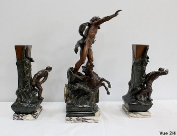 3 Piece Spelter Fireplace Set - Early 20th Century