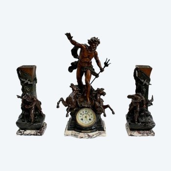 Set da camino 3 pezzi in spelter - Inizio XX secolo