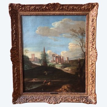 Landscape with ancient ruins, Italy, 18th century