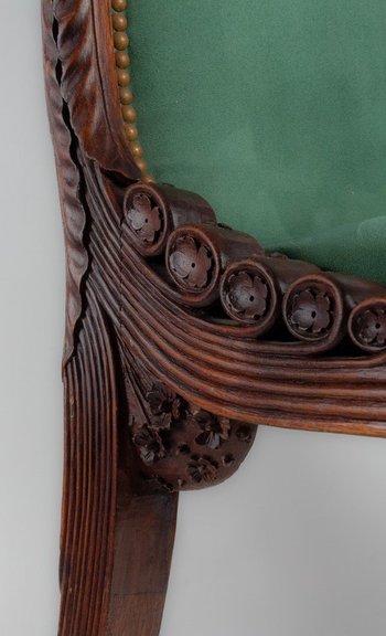 Fauteuil De Bureau En Bois Sculpté style Art nouveau XIXème Siècle