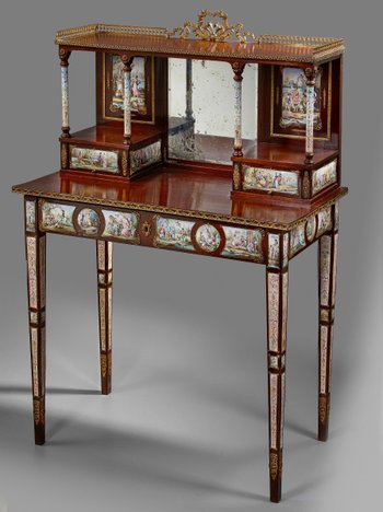 Secretaire in mogano e smalto fine XIX secolo