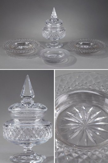 Set Of Three Plates And One Glass Candy Dish