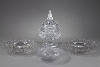 Set Of Three Plates And One Glass Candy Dish