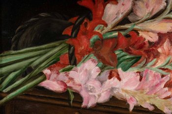Paire De Tableaux Fleurs XIXéme Siècle