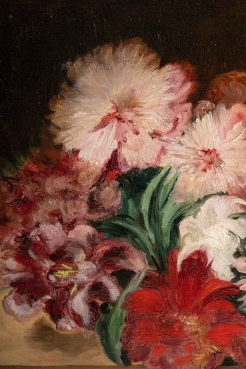 Paire De Tableaux Fleurs XIXéme Siècle