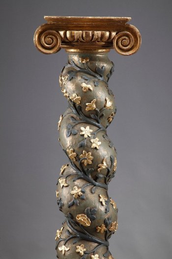 Pair of Baroque Twisted Columns, 17th Century
