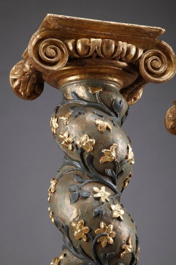 Pair of Baroque Twisted Columns, 17th Century