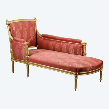 Chaise Longue  Bois Doré De Style Louis XVI Epoque Napoléon III