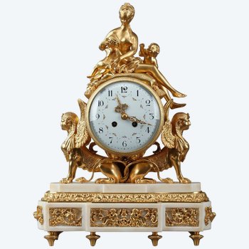 Gilt Bronze And White Marble Louis XVI Style Clock