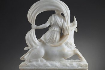 Alabaster clock "The Rape of Europa