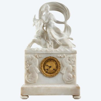 Alabaster clock "The Rape of Europa