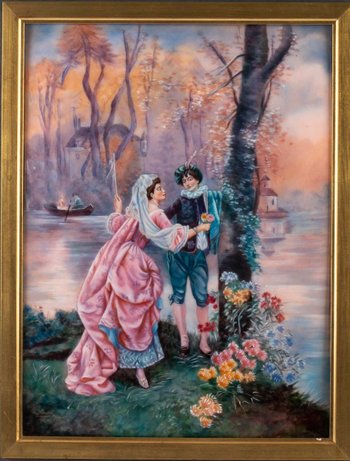 « Rendez-vous Galant » Tableau En émail De Limoges