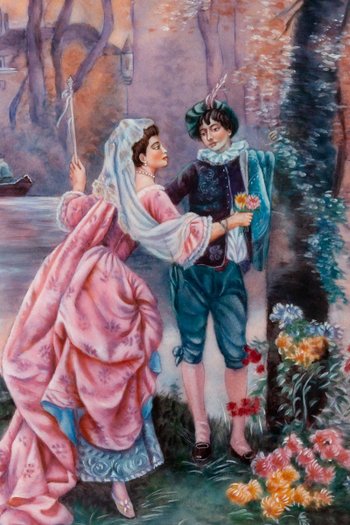 « Rendez-vous Galant » Tableau En émail De Limoges