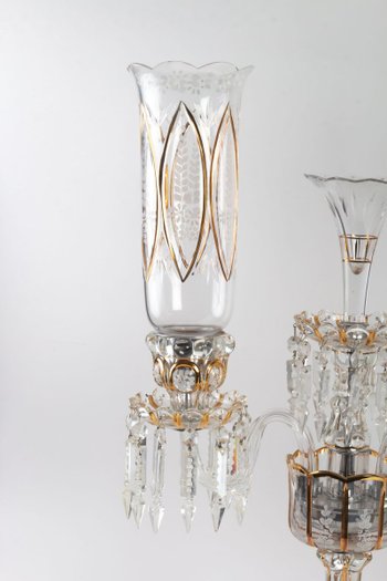 Paire de Girandoles en cristal à deux Bras De Lumière