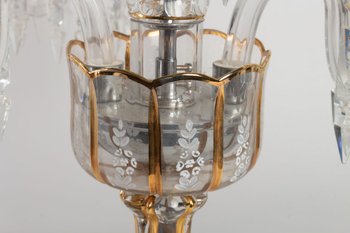 Paire de Girandoles en cristal à deux Bras De Lumière