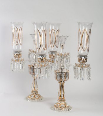 Paire de Girandoles en cristal à deux Bras De Lumière