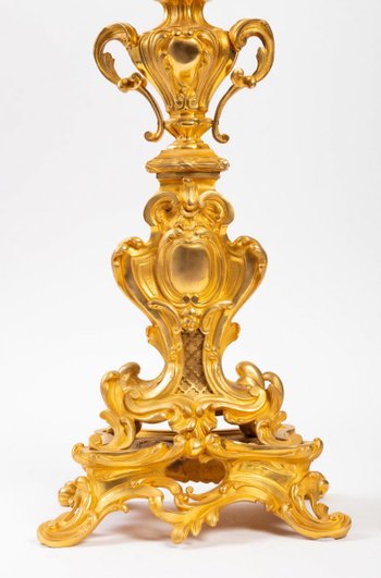 Pair Of Candelabras In Gilt Bronze Louis XV style, Napoleon III period.
