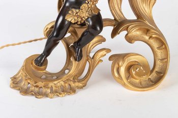 Paire De Chenets Montés En Lampes époque XIXe