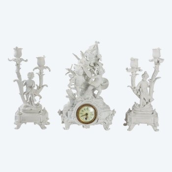 Sèvres Biscuit Mantel Set, 19th century