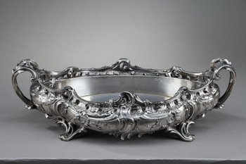 Important silver plated bronze jardinière in the Louis XV style, 19th century