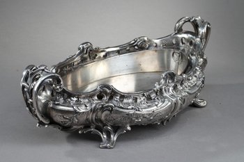 Important silver plated bronze jardinière in the Louis XV style, 19th century