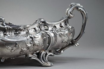 Important silver plated bronze jardinière in the Louis XV style, 19th century
