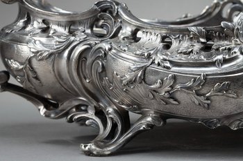 Important silver plated bronze jardinière in the Louis XV style, 19th century