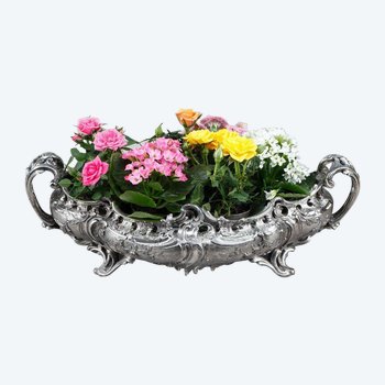 Important silver plated bronze jardinière in the Louis XV style, 19th century