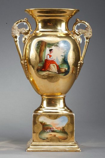Pair Of Oratory Vases In Paris Porcelain