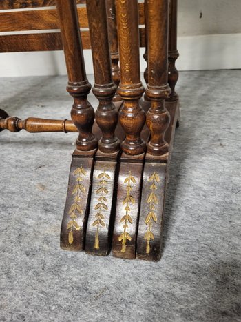 Pyrographed nesting tables XXth century