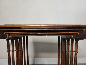 Pyrographed nesting tables XXth century
