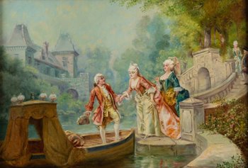 Oil On Canvas Romantic Scene XIXth Century