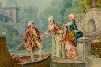 Oil On Canvas Romantic Scene XIXth Century