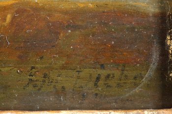 "Landschaften mit Kühen", ein Paar Ölgemälde auf Tafeln, signiert Dieboldt