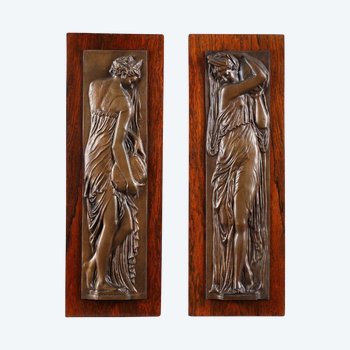 Pair of bas-relief, "women carrying water".