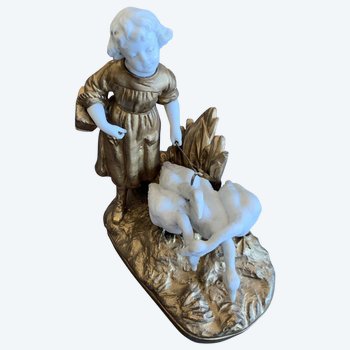 Little Girl with Geese Figure