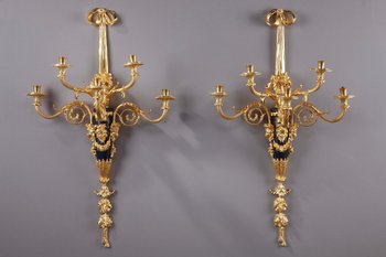 Monumentale Paire d'Appliques De Style Louis XVI d'Après Thomire