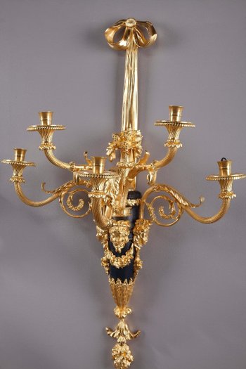 Monumentale Paire d'Appliques De Style Louis XVI d'Après Thomire