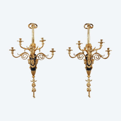 Monumentale Paire d'Appliques De Style Louis XVI d'Après Thomire