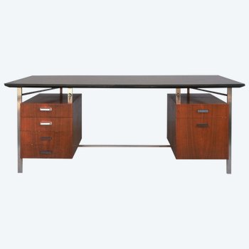 Rosewood And Chrome Presidential Desk 1960s