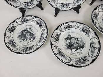 Set di 6 piatti Creil e Montereau Ballo in maschera XIX secolo