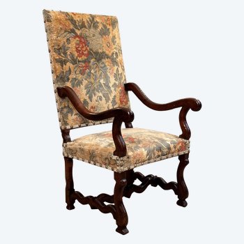 Fauteuil En Noyer d'Epoque Louis XIII XVIIème Siècle