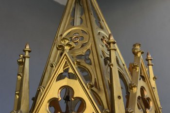 Church Canopy In Wood And Gilded Stucco In Gothic Style