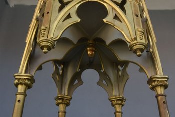 Church Canopy In Wood And Gilded Stucco In Gothic Style
