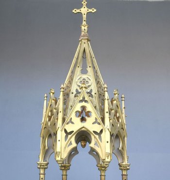 Church Canopy In Wood And Gilded Stucco In Gothic Style