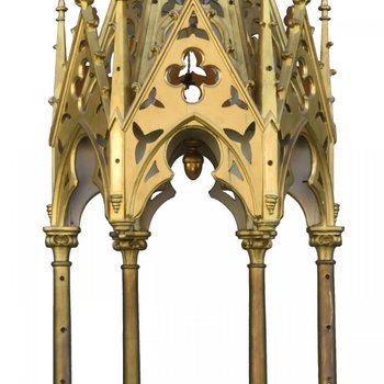 Church Canopy In Wood And Gilded Stucco In Gothic Style