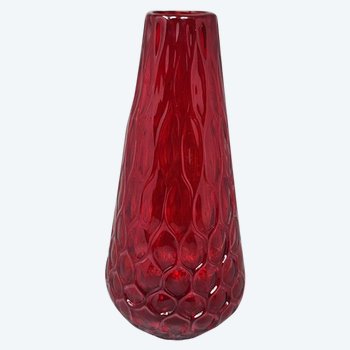 1960 Wunderschöne Rote Vase aus Muranoglas von Ca dei Vetrai. Hergestellt in Italien