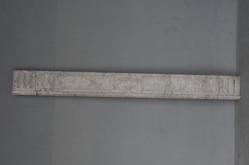 Large Old Fireplace In White Veined Marble Louis XVI