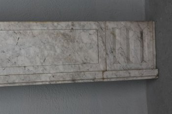 Large Old Fireplace In White Veined Marble Louis XVI